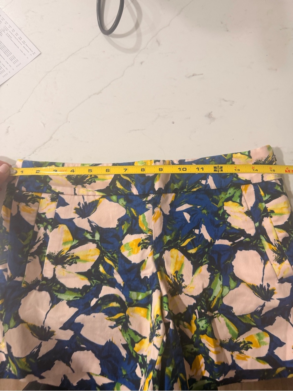 J. Crew Navy, Cream & Yellow Floral High-Waist Shorts 0090 - Picture 4 of 4